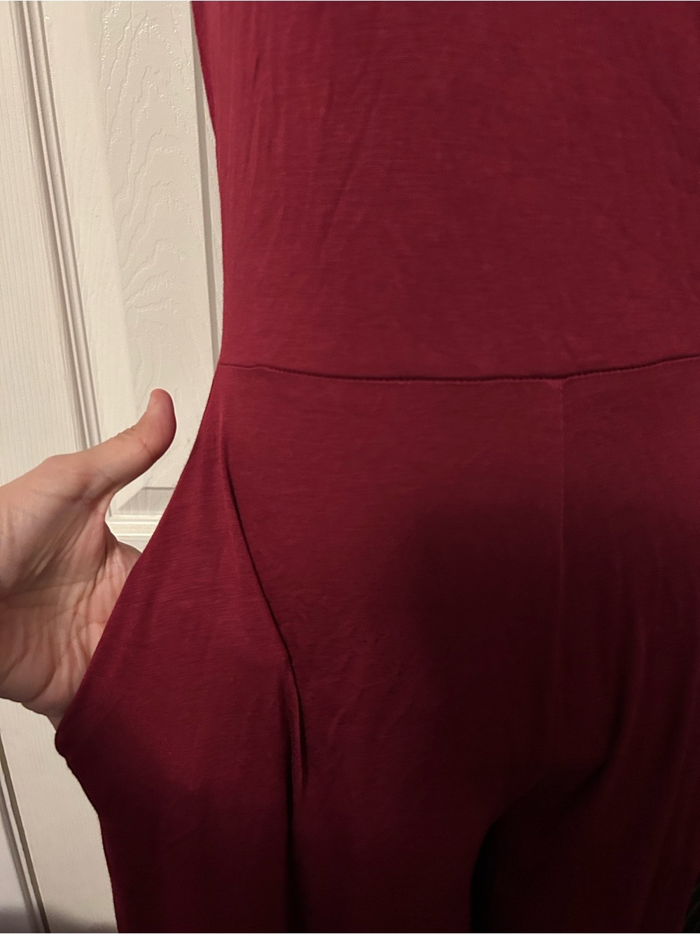 Zenana Outfitters Sleeveless Burgundy Wide-Leg Jumpsuit - Picture 4 of 5